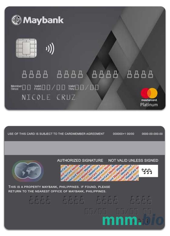 Philippines MayBank platyna przykład karty mastercard w formacie PSD